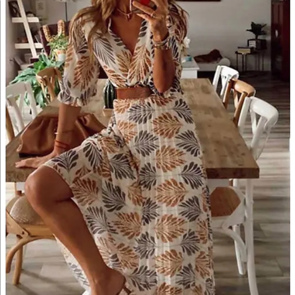 Womens A line Maxi Dress. V neck
